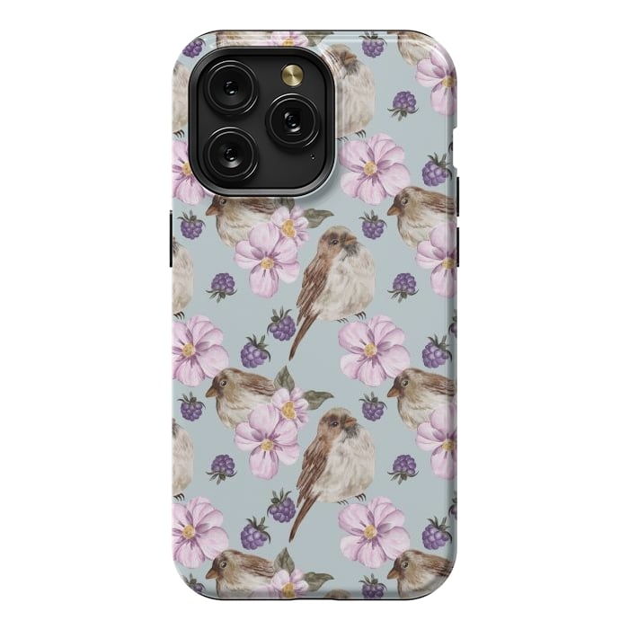iPhone 15 Pro Max StrongFit Birds, light teal by Flowery Stories