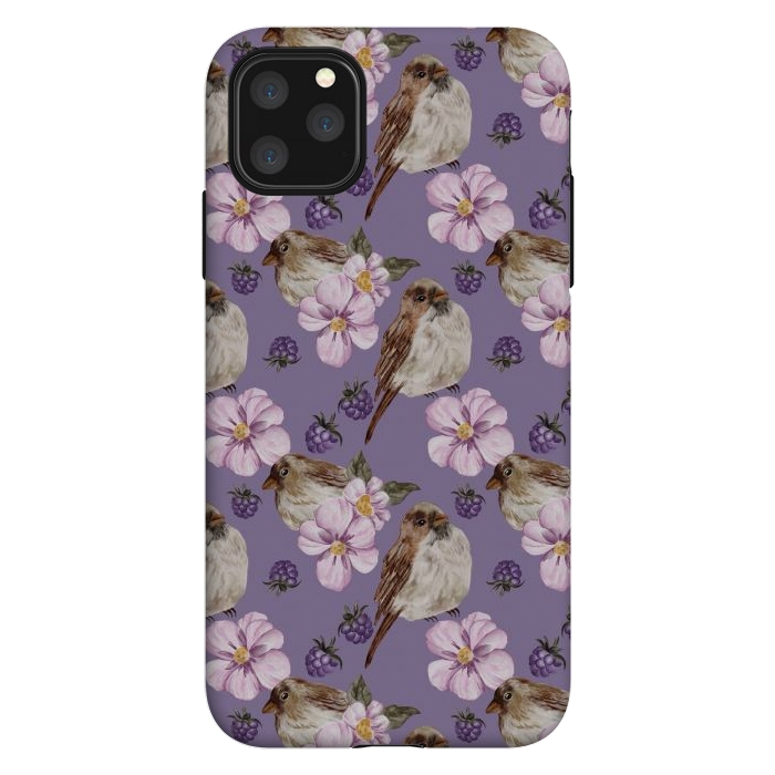 iPhone 11 Pro Max StrongFit Birds, dark purple by Flowery Stories