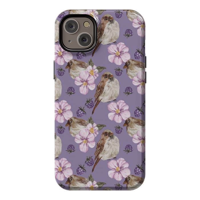 iPhone 14 Plus StrongFit Birds, dark purple by Flowery Stories