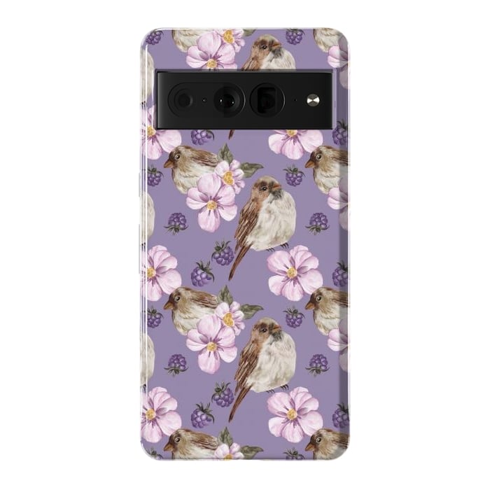 Pixel 7 Pro StrongFit Birds, dark purple by Flowery Stories