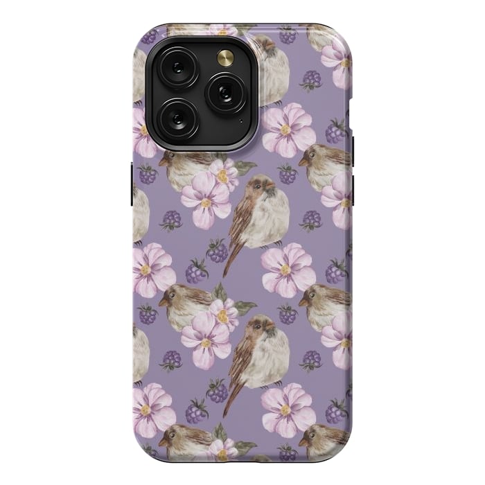 iPhone 15 Pro Max StrongFit Birds, dark purple by Flowery Stories