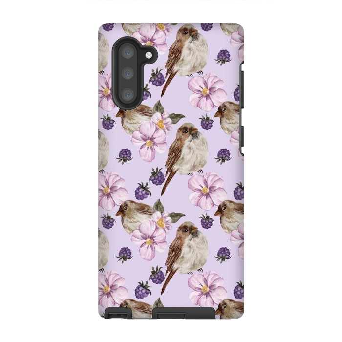 Galaxy Note 10 StrongFit Birds, light purple by Flowery Stories