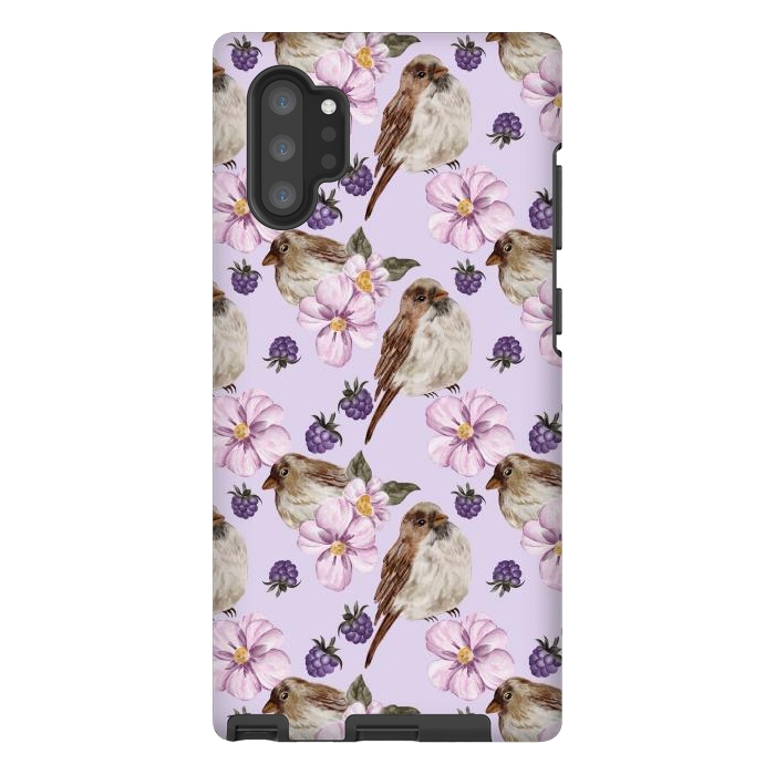 Galaxy Note 10 plus StrongFit Birds, light purple by Flowery Stories