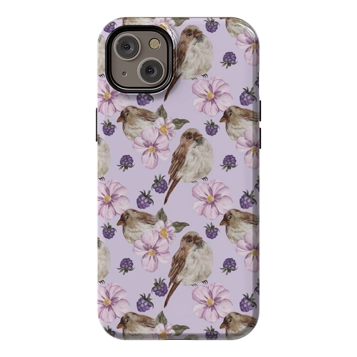 iPhone 14 Plus StrongFit Birds, light purple by Flowery Stories