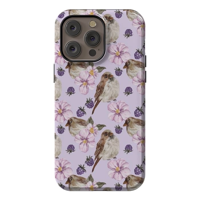 iPhone 14 Pro max StrongFit Birds, light purple by Flowery Stories