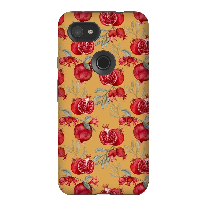 Pixel 3AXL StrongFit Red fruits, yellow by Flowery Stories
