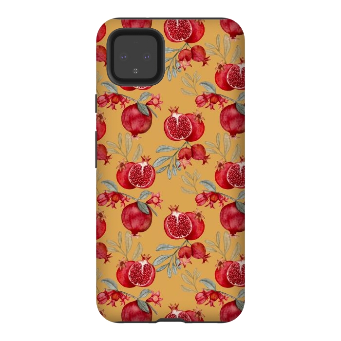 Pixel 4XL StrongFit Red fruits, yellow by Flowery Stories