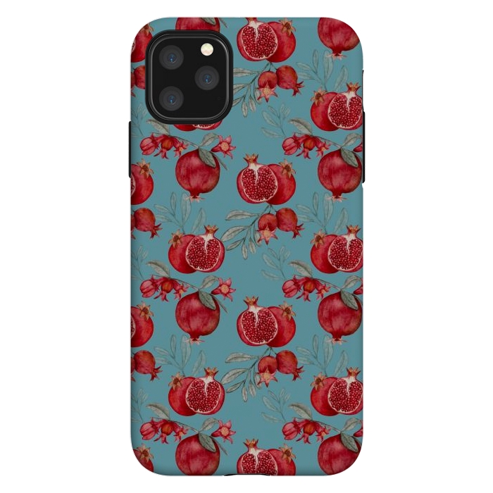iPhone 11 Pro Max StrongFit Red fruits, light teal by Flowery Stories