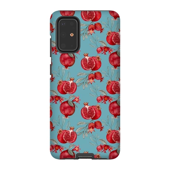 Galaxy S20 Plus StrongFit Red fruits, light teal by Flowery Stories