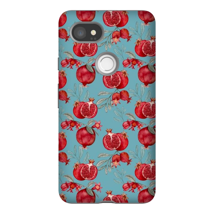 Pixel 2XL StrongFit Red fruits, light teal by Flowery Stories