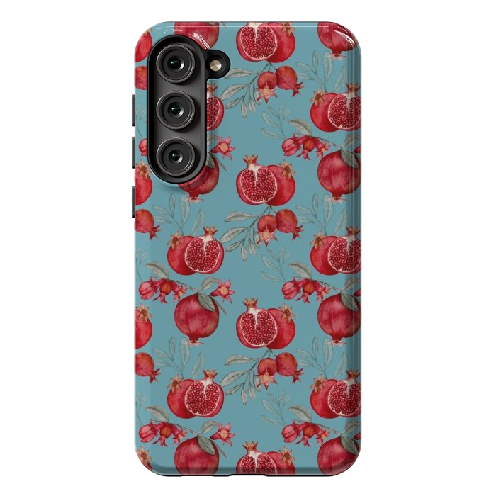Galaxy S23 Plus StrongFit Red fruits, light teal by Flowery Stories