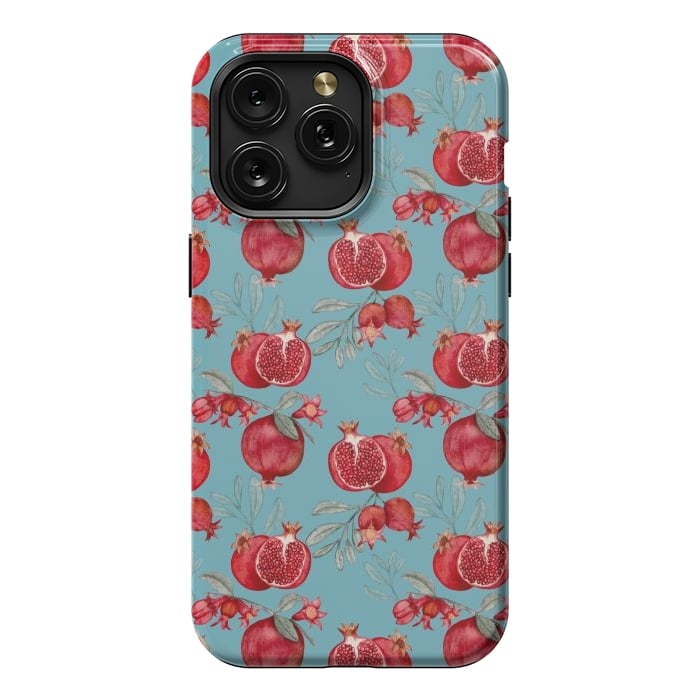 iPhone 15 Pro Max StrongFit Red fruits, light teal by Flowery Stories