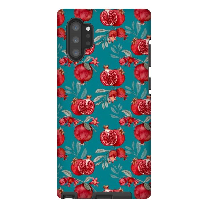 Galaxy Note 10 plus StrongFit Red fruits, dark teal by Flowery Stories