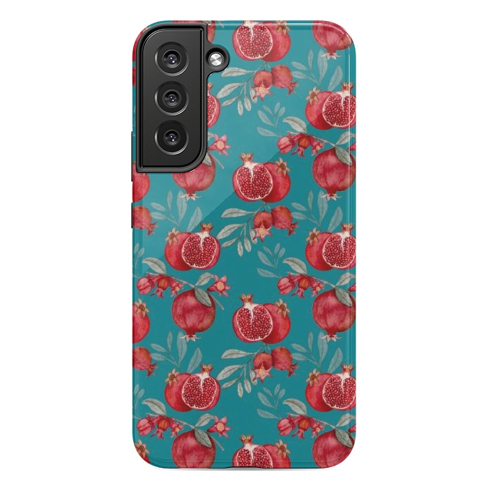 Galaxy S22 plus StrongFit Red fruits, dark teal by Flowery Stories