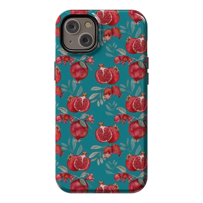 iPhone 14 Plus StrongFit Red fruits, dark teal by Flowery Stories