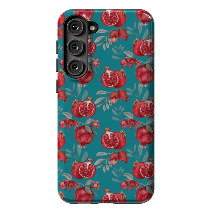 Galaxy S23 Plus StrongFit Red fruits, dark teal by Flowery Stories