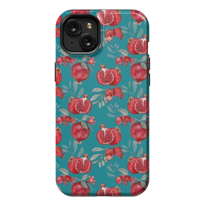iPhone 15 Plus StrongFit Red fruits, dark teal by Flowery Stories