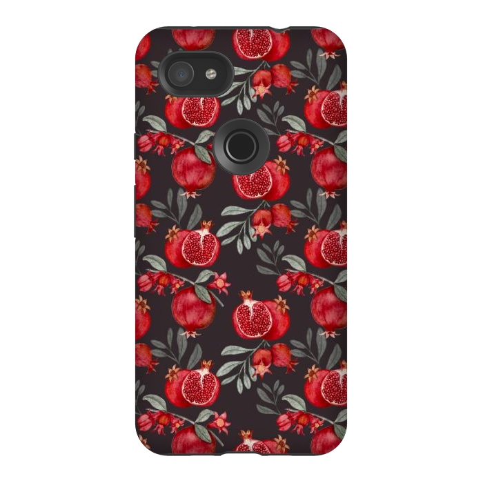 Pixel 3AXL StrongFit Red fruits, black by Flowery Stories