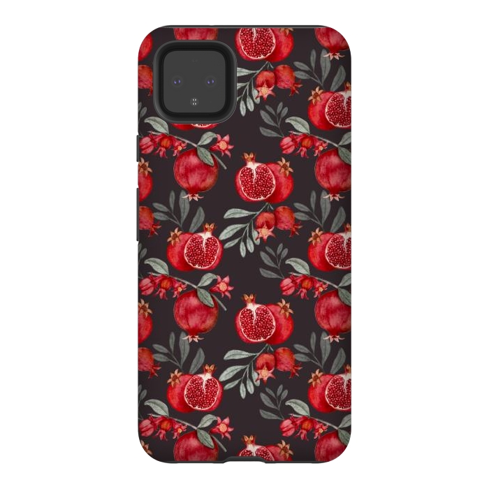 Pixel 4XL StrongFit Red fruits, black by Flowery Stories