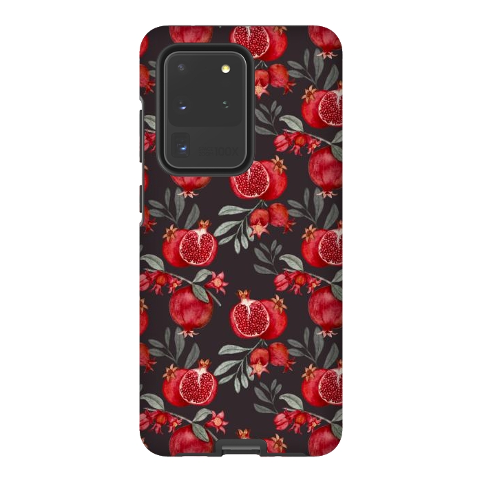 Galaxy S20 Ultra StrongFit Red fruits, black by Flowery Stories