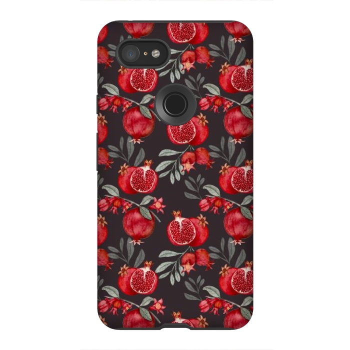 Pixel 3XL StrongFit Red fruits, black by Flowery Stories