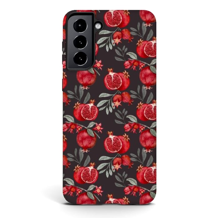Galaxy S21 StrongFit Red fruits, black by Flowery Stories