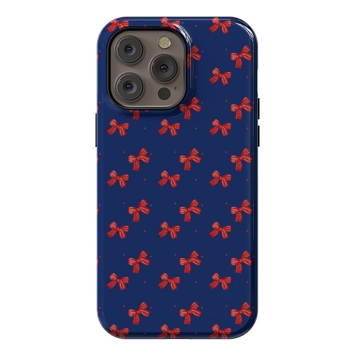 iPhone 14 Pro max StrongFit Navy bows by Flowery Stories
