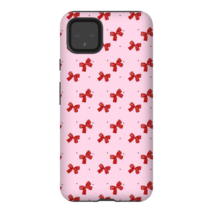 Pixel 4XL StrongFit Pink bows by Flowery Stories