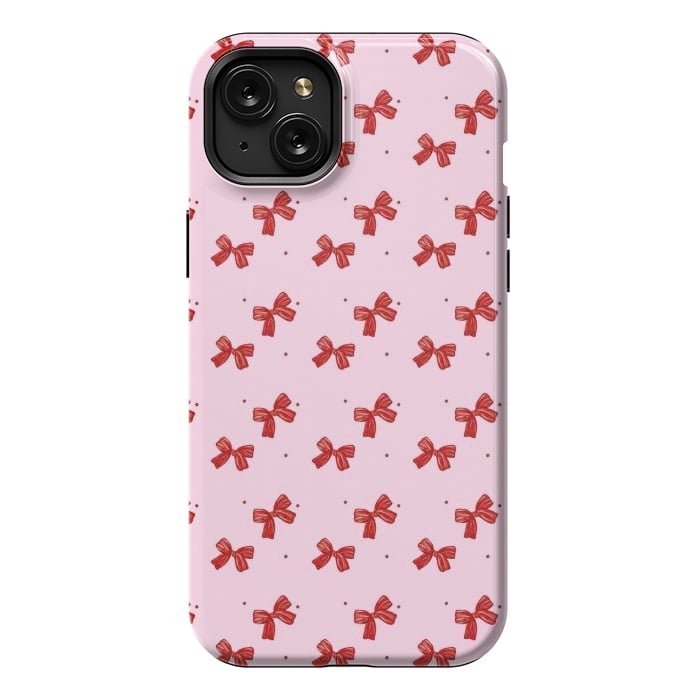 iPhone 15 Plus StrongFit Pink bows by Flowery Stories