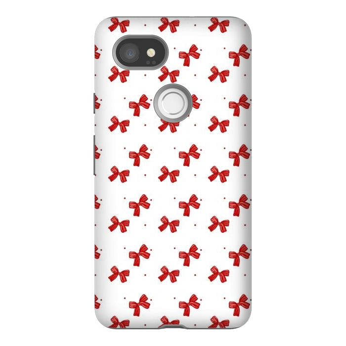 Pixel 2XL StrongFit White bows by Flowery Stories
