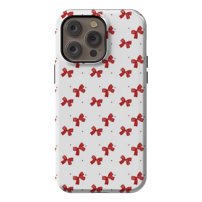 iPhone 14 Pro max StrongFit White bows by Flowery Stories
