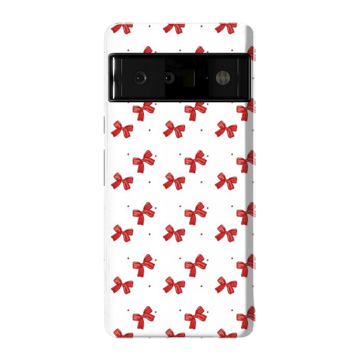 Pixel 6 Pro StrongFit White bows by Flowery Stories