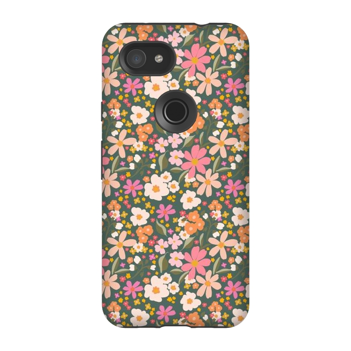 Pixel 3A StrongFit Flowers green by Flowery Stories