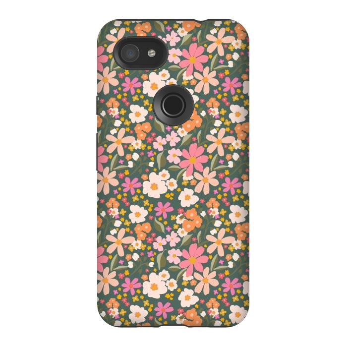 Pixel 3AXL StrongFit Flowers green by Flowery Stories