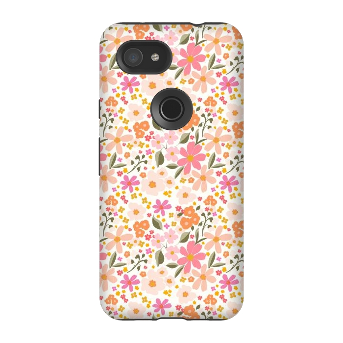 Pixel 3A StrongFit Flowers white by Flowery Stories