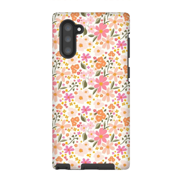 Galaxy Note 10 StrongFit Flowers white by Flowery Stories