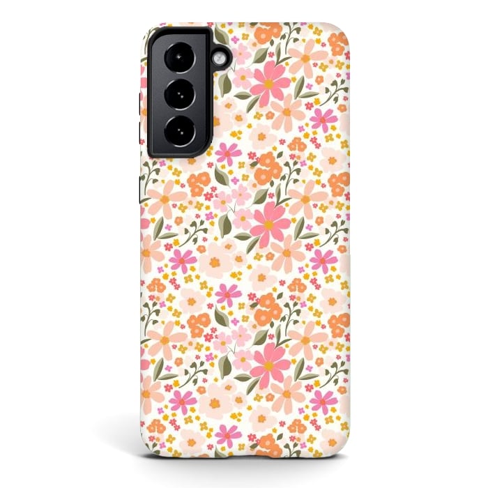 Galaxy S21 StrongFit Flowers white by Flowery Stories