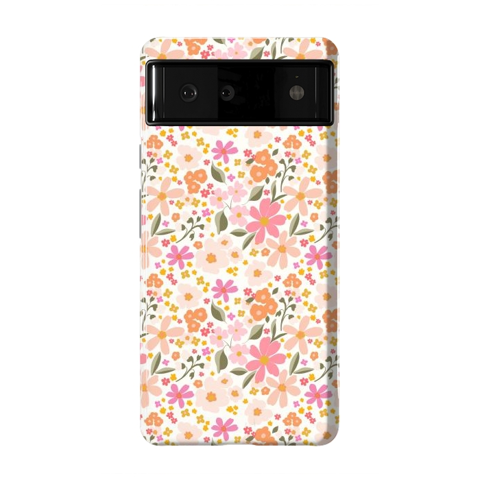 Pixel 6 StrongFit Flowers white by Flowery Stories