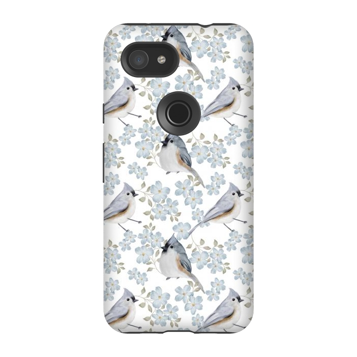 Pixel 3A StrongFit Birds white by Flowery Stories