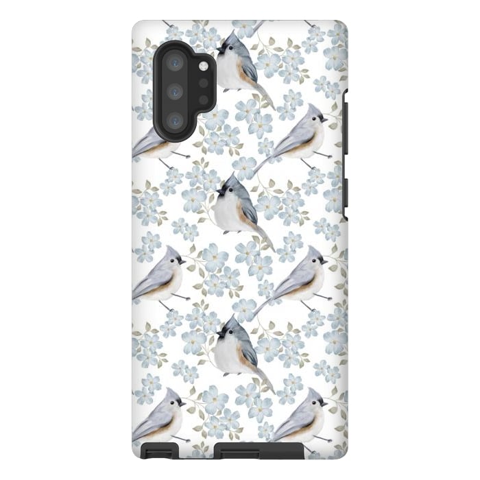 Galaxy Note 10 plus StrongFit Birds white by Flowery Stories