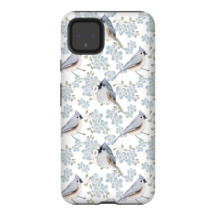 Pixel 4XL StrongFit Birds white by Flowery Stories