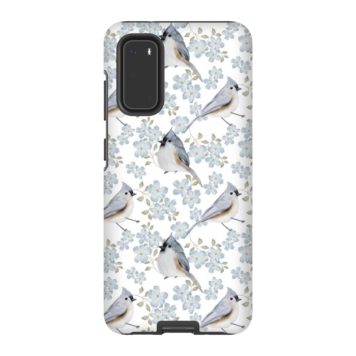 Galaxy S20 StrongFit Birds white by Flowery Stories