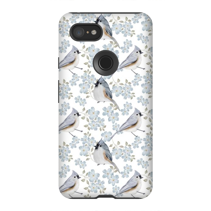 Pixel 3XL StrongFit Birds white by Flowery Stories