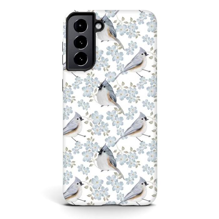 Galaxy S21 StrongFit Birds white by Flowery Stories