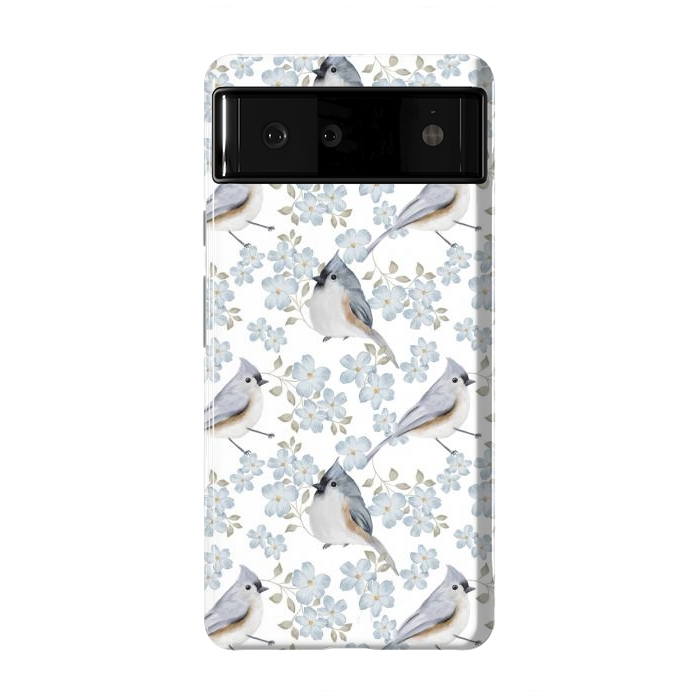 Pixel 6 StrongFit Birds white by Flowery Stories