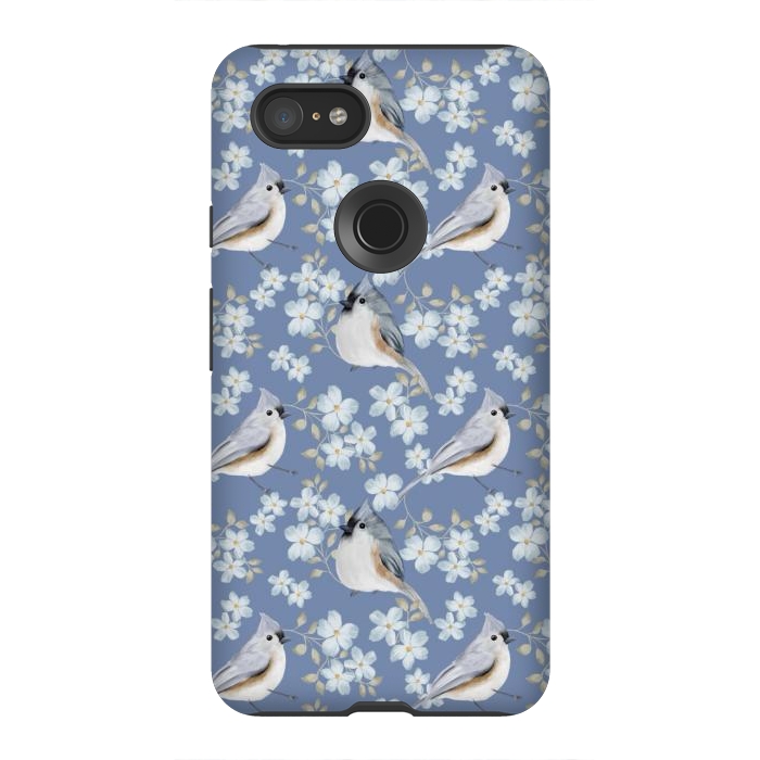 Pixel 3XL StrongFit Birds blue by Flowery Stories
