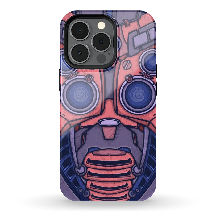 iPhone 13 pro StrongFit Robot face by Manuvila