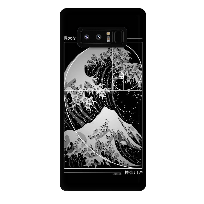 Galaxy Note 8 StrongFit The Great Wave of Fibonacci Spiral - Modern by LM2Kone