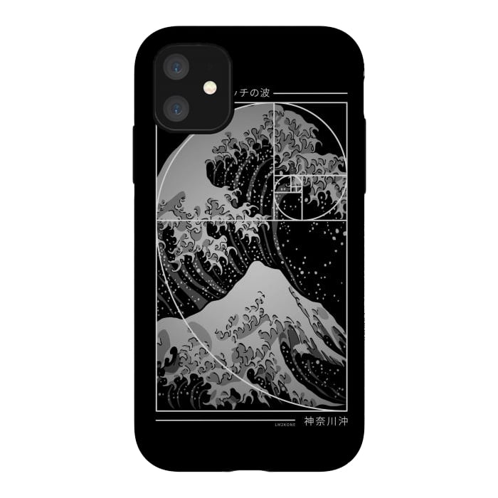 iPhone 11 StrongFit The Great Wave of Fibonacci Spiral - Modern by LM2Kone