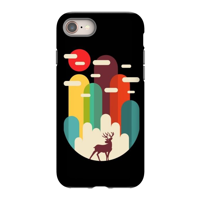 iPhone 8 StrongFit Mountains Deer Minimalist by LM2Kone